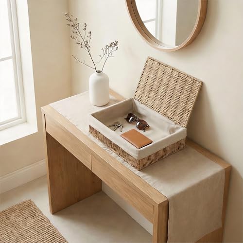 Large Storage Baskets with Lid Set of 3, Woven Bins with Liner - size: Large with Lids