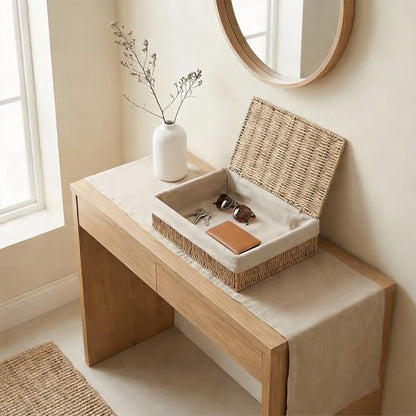 Large Storage Baskets with Lid Set of 3, Woven Bins with Liner - size: Large with Lids