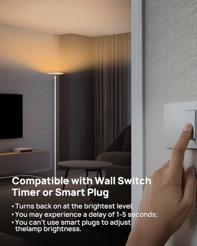 TROND Floor Lamp,5000LM Super Bright Sky LED Modern Torchiere Standing Lamp - color: Warm light Silver