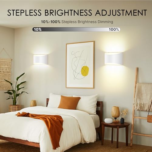 Battery Operated Wall Sconces Set of 2 Rechargeable Wireless White - color: White, size: 2 Pack