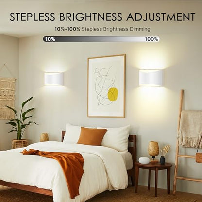 Battery Operated Wall Sconces Set of 2 Rechargeable Wireless White - color: White, size: 2 Pack