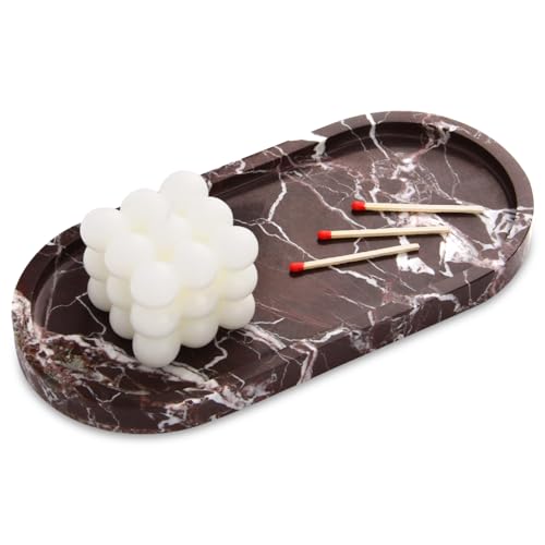 Oval Marble Bathroom Vanity Tray, Rosso Lepanto, 10" x 5" x 0.6" - color: Rosso Lepanto, size: 5" x 0.6" x 10"