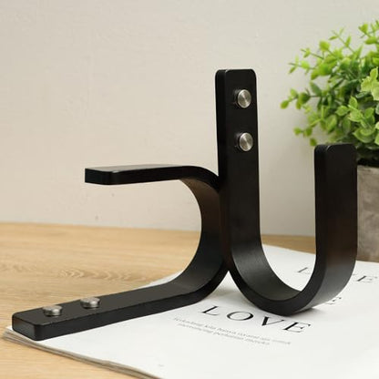 2 Pack Curtain Tiebacks Wood Curtain Holdbacks U Shaped Curtain Hooks Curtain Tie Backs Wall Mount Curtain Holder Curtain Pull Backs Tie Backs for Curtains (Black, 2) - color: Black