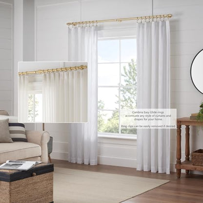 Cambria Designer 1-3/8" Brushed Gold Quiet Glide Curtain Rings 18 Pack - color: Brushed Gold, size: Small 1-3/8 in