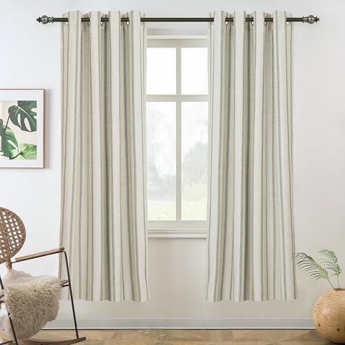 DriftAway Farmhouse Stripe Blackout Curtains, Grommet, W52xL72, Loden Green - color: G Loden Green Stripe, size: 52"W x 72"L (Pack of 2)
