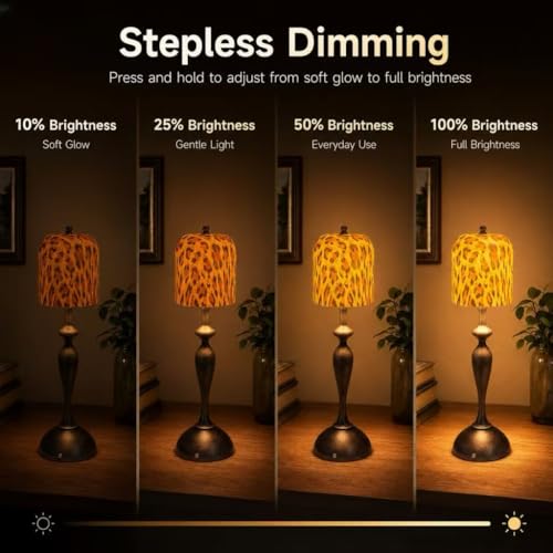 Cheetah Lamp Cordless Table Lamp, Cheetah Print Ceramic Shade