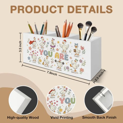Inspirational Goose Kids Pen Pencil Holder Organizer for Desk - color: Goose 03