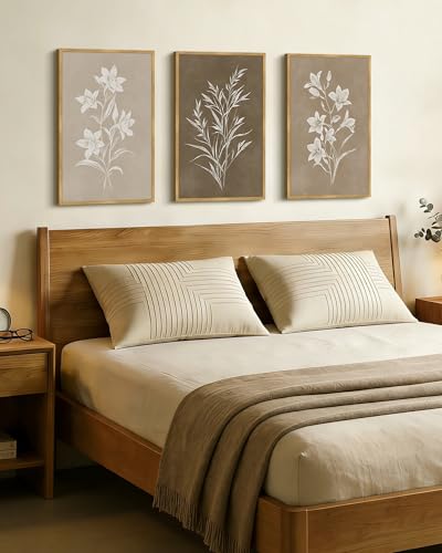 Drsoum Vintage Neutral Botanical Flower Wall Art Framed Retro Colorful Boho Floral Prints Morden Retro Wildflower Rustic Artwork Kitchen Dining Room Ready to Hang 16x24in Natural Framed - color: Watercolor Abstract, size: 24L" x 16W", Natural Framed