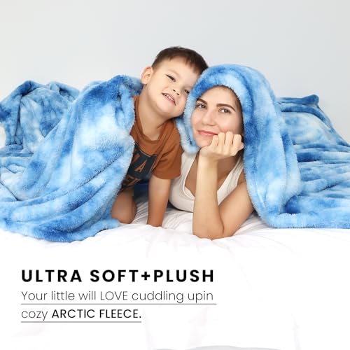 obinsm Blue Fleece Throw Blanket King Size, Fuzzy Big Blankets for Bed - color: Blue Tie Dye Blanket, size: Size 90" x 108"(228 x 274 cm)
