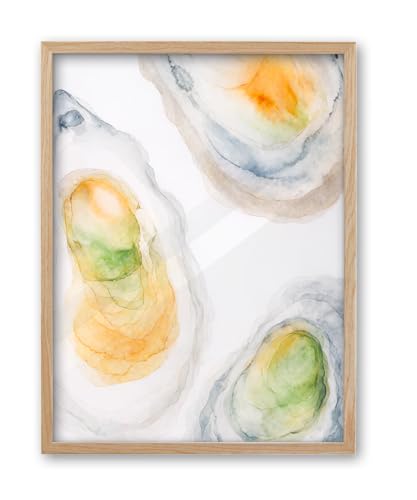 iHery 12x16in Green Oyster Framed Coastal Wall Art, Acrylic Front - color: OAK Framed Color Oyster, size: 16"L x 12"W