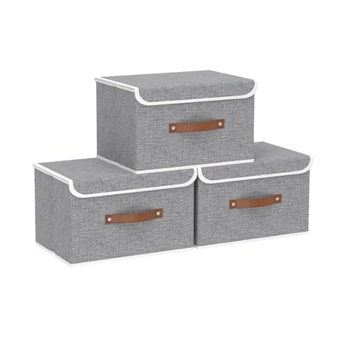 Yawinhe Collapsible Storage Boxes,Grey,10.2x7.9x6.7in,3-Pack - color: Grey, size: S/(3 Pack)