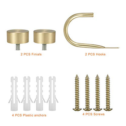 Premium Curtain Holdback, Quality Metal Decorative Curtain Holdbacks with Zinc Alloy Cap Finials,Rust-Proof, Set of 2 Window Curtain Holdbacks,Brass - color: Brass