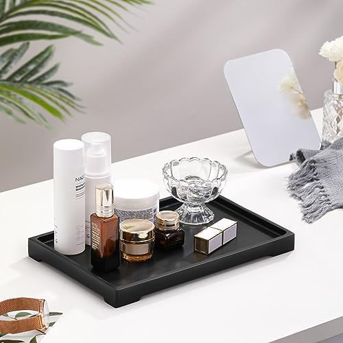 Luxspire Marble Tray for Soap Dispenser Perfume Jewelry, L, Matte Black - color: C - Black, style: Large