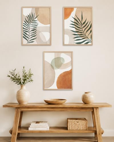 HesenDot Natural OAK Wood Neutral Abstract Framed Wall Art,12x16in - color: Abstract Shape