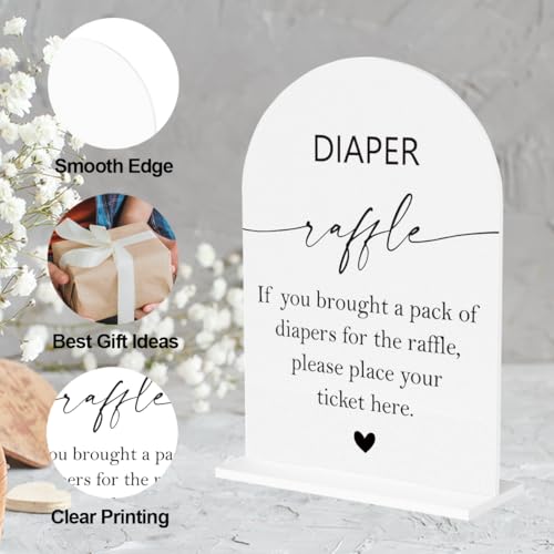 Diaper Raffle Sign, Baby Shower Diaper Game Sign, Shower Reception Event Party Table Desk Acrylic Decor - color: Diaper Raffle