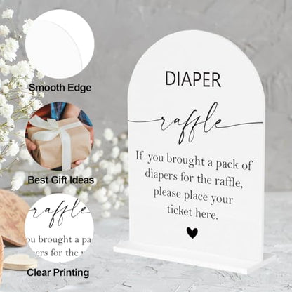 Diaper Raffle Sign, Baby Shower Diaper Game Sign, Shower Reception Event Party Table Desk Acrylic Decor - color: Diaper Raffle