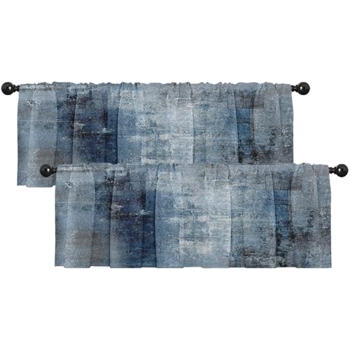 Emvency Valances for Windows, 2 Pack, 52x18 Inch, Abstract Blue - color: Abstract Blue, size: 52"W x 18"L (Pack of 2)