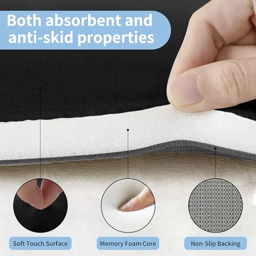Cupic Cupid Memory Foam Bath Mat 24"×16", Non Slip Bathroom Rugs, Black - color: Black, size: 1'4" x 2' (16" x 24")