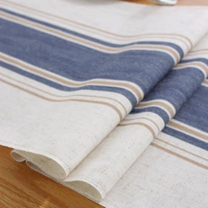 Niviy Blue Table Runner 48 Inches Long with Tassels, Seasonal Summer Washable Embroidered Striped Braided Blue and White Boho Table Runners for Holiday Party 12 x 48 Inches - color: Blue, size: 12 x 48 Inches