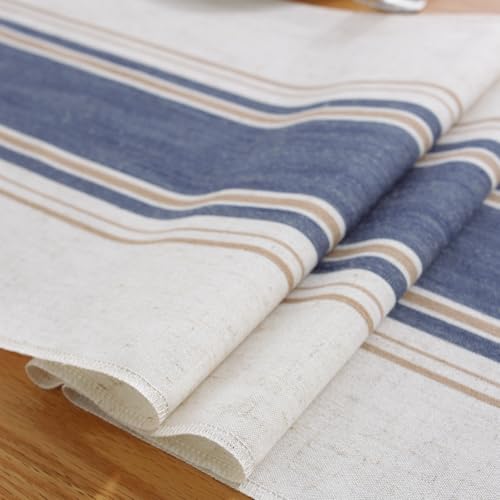 Niviy Blue Table Runner 48 Inches Long with Tassels, Seasonal Summer Washable Embroidered Striped Braided Blue and White Boho Table Runners for Holiday Party 12 x 48 Inches - color: Blue, size: 12 x 48 Inches