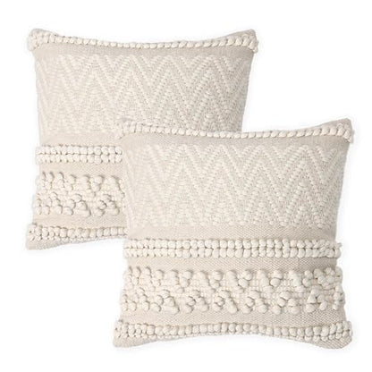 · REDEARTH · Boho Textured Handwoven Throw Pillow Cases - Boho Chic Natural - color: Boho Chic Natural, size: 18" x 18" (Pack of 2)