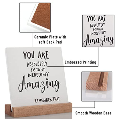 Inspirational Quotes Gifts for Women Friend Coworker Graduate Teen Girl Boy Valentines Day Birthday, Encouragement Decor Signs Cheer Up Hard Time Gifts for Her Him, You are Amazing Motivational Desk Plaque for Office Home - style: You‘re Amazing