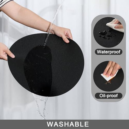 Myir JUN 14" Round Placemats Set of 4, Reversible Dual-Color Place Mats - color: Black
