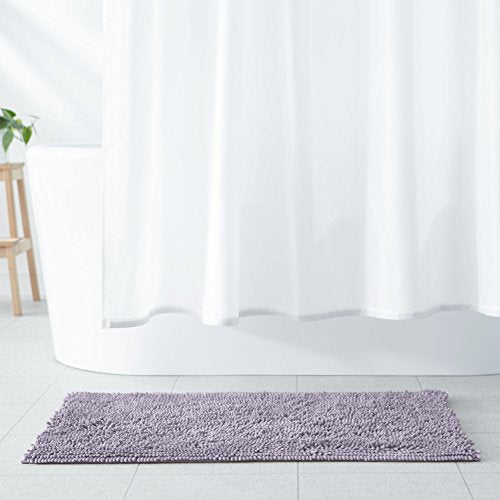 Amazon Basics Non-Slip Microfiber Absorbent Plush Shag Bathroom Rug Mat, Machine Washable, 21" x 34", Lavender - color: Lavender, size: 1'9" x 2'10" (Rectangular)
