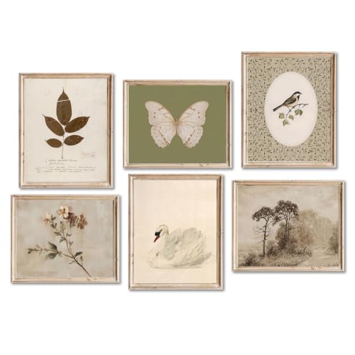 6 PCS Vintage Canvas Wall Art Retro Botanical Wall Decor 8×10inch Unframed - color: vintage decor-unframed
