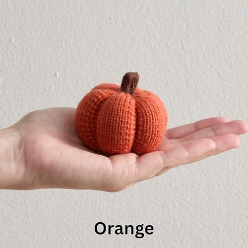 Set of 5 Mini Knit Pumpkins, Sunset Orange Gold Rust (Sunset 2.5 Inch Set) - color: Sunset Set 5