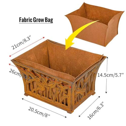 Sungmor Cast Iron Plant Basket with Non-Woven Growing Bag - Rust Rust - color: Rust Color - Rectangle