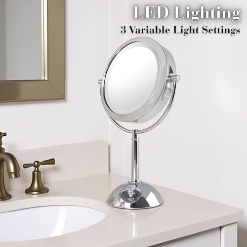 JERDON Lighted Makeup Mirror with 8X Magnification - Chrome - HL8808CL - color: Chrome