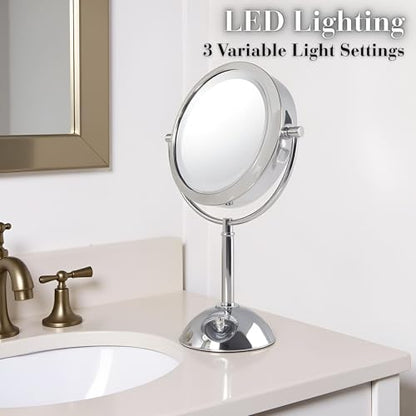 JERDON Lighted Makeup Mirror with 8X Magnification - Chrome - HL8808CL - color: Chrome