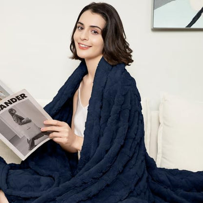 Aganear Fleece Throw Blanket for Couch Sofa 60"x80" Navy - color: Navy, size: Twin(60×80in)
