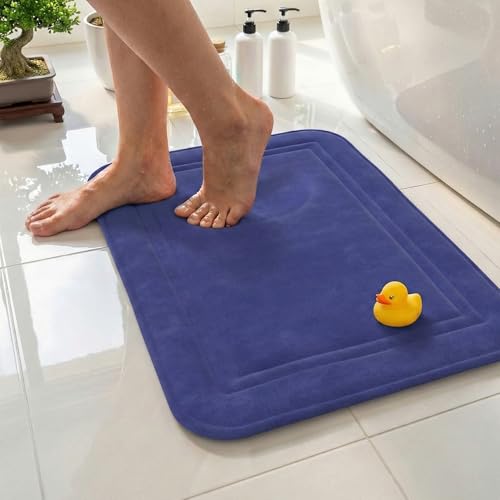 ITSOFT Memory Foam Bath Mat 59x23, Non Slip, Machine Washable, Quick Dry & Absorbent Rugs, Bath Mats for Bathroom Floor, Tub & Shower, Bathroom Rug, Blue - color: Blue, size: 59 x 23 Inch