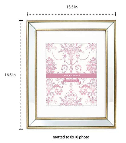 Laura Ashley 11x14 (Matted 8x10) Gold Beveled Mirror Photo Frame Wall Mount - color: Gold, size: 11x14 (8x10 Mat)