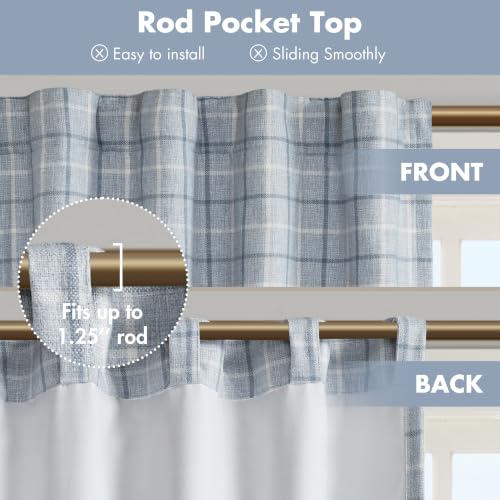 Madison Park Plaid Curtain Thermal Insulated, 1 Panel, 50x84 Denim Blue - color: Rod Pocket & Back Tab, Denim Blue, size: 50"W x 84"L (Pack of 1)