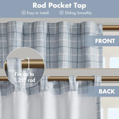Madison Park Plaid Curtain Thermal Insulated, 1 Panel, 50x84 Denim Blue - color: Rod Pocket & Back Tab, Denim Blue, size: 50"W x 84"L (Pack of 1)