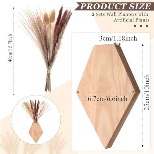 2 Pcs Wooden Wall Planters, Original Wood Color, Regular Style - color: Original Wood Color, style: Regular Style