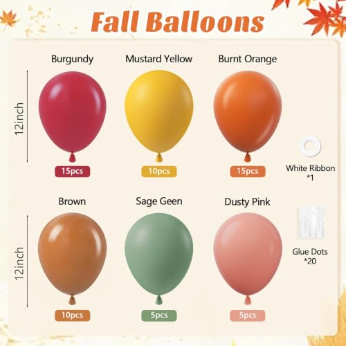 12inch Fall Balloons with Burgundy Brown Thanksgiving balloons - color: Burnt Orange Burgundy