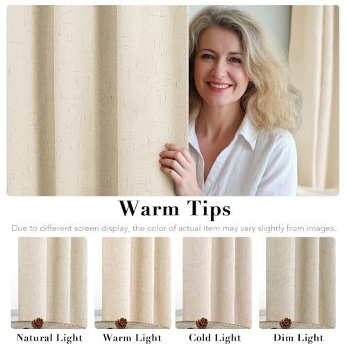 H.VERSAILTEX 100% Blackout Curtains for Bedroom Thermal Insulated Linen Textured Curtains Heat and Full Light Blocking Drapes Living Room Curtains 2 Panel Sets, 42x45 Inch, Bleached Sand - color: Bleached Sand, size: 42"W x 45"L (Pack of 2)