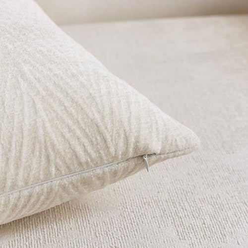 Throw Pillow Covers 18x18 Inch Set of 2, Textured Leaf Style, Beige - color: Beige, size: 18" x 18" (Pack of 2)