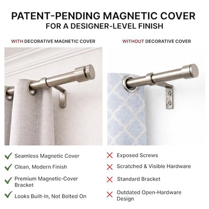 Adjustable Curtain Rod Brackets for Wall 2 Pack, Heavy Duty, Brushed Nickel - color: Brushed Nickel - Set of 2