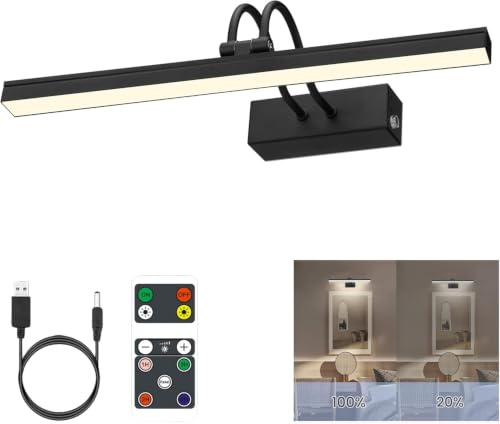 Rechargeable Picture Light with Remote, 13", Black - color: Painted Black, size: 13 inches