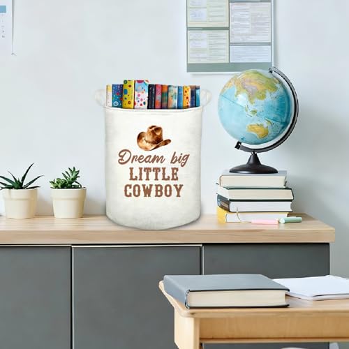 Cowboy Nursery Laundry Basket, Western Dream Big Little Cowboy Foldable Laundry Hamper With Handles Clothes Toys Storage Basket for Boys Kids Room Nursery Playroom Bathroom - color: Western Nursery - Basket