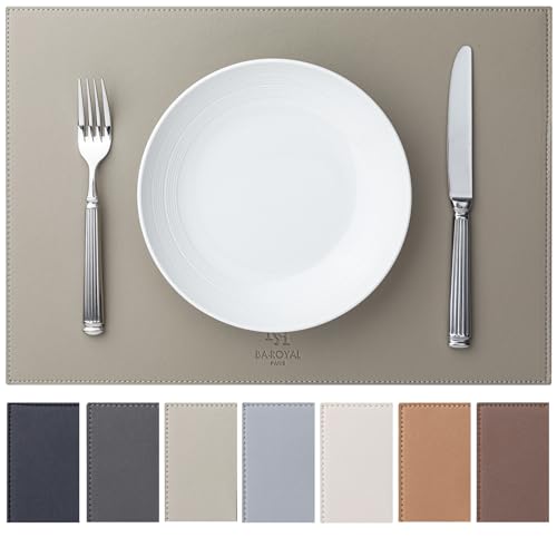 Baroyal Faux Leather Placemats Set of 4 Vinyl Washable Wipeable Table Mats for Kitchen Dining Table Heat Resistant Waterproof Indoor/Outdoor Placemats Non-Slip Easy Clean Place Mats-Almond Birch - color: B-almond Birch