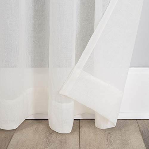 No. 918 Genevieve 2-Pack Linen Weave Sheer Semi-Sheer Rod Pocket Curtain Panel Pair, Cream, 50" W x 120" L (2 Panels) - color: Cream, size: 50"W x 120"L (Pack of 2)