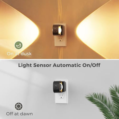 L LOHAS LED Night Light, Motion Sensor Night Lights Plug in Wall Projector - color: Black-Motion