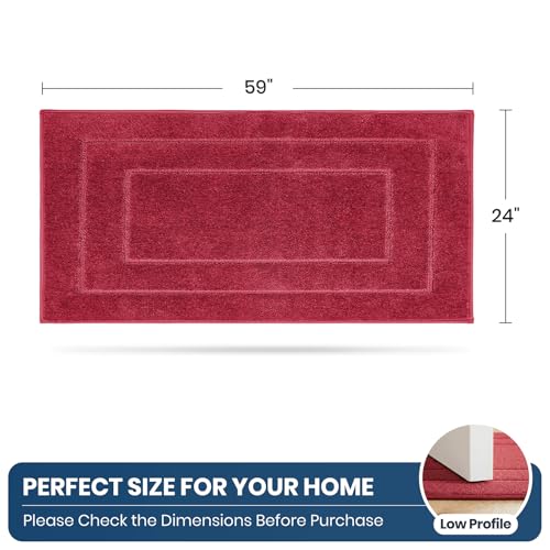 PURRUGS Kitchen Runner Rug, Kitchen Mat, 24" x 59", Burgundy Red - color: Burgundy Red, size: 24" X 59"