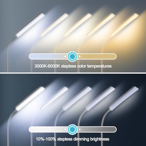 Dimunt LED Floor Lamp, Stepless Adjustable 3000K-6000K Colors, Grey - color: Gray